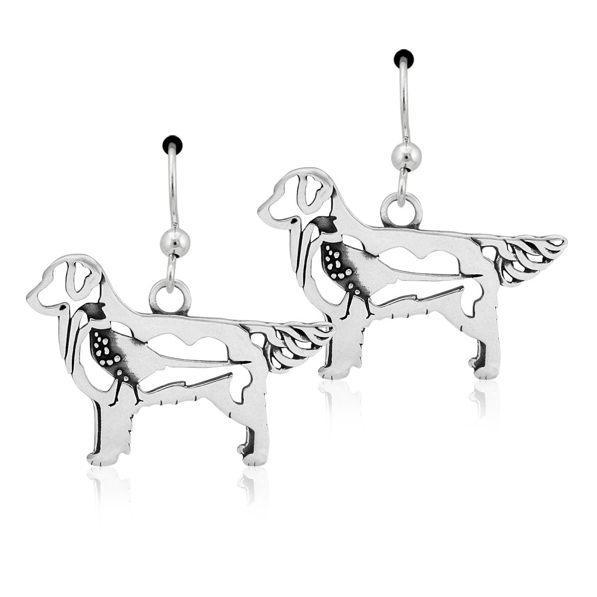 Sterling Silver Golden Retriever Dangle Earrings