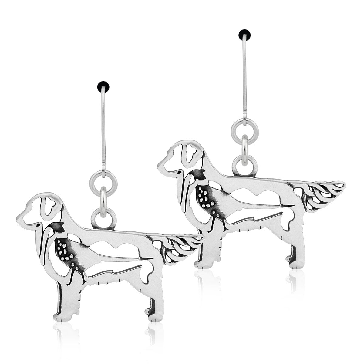 Sterling Silver Golden Retriever Dangle Earrings