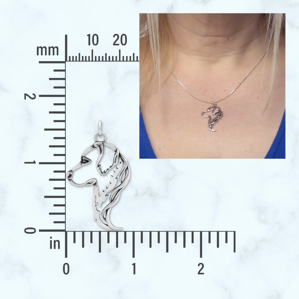 Golden Retriever Necklace in Sterling Silver