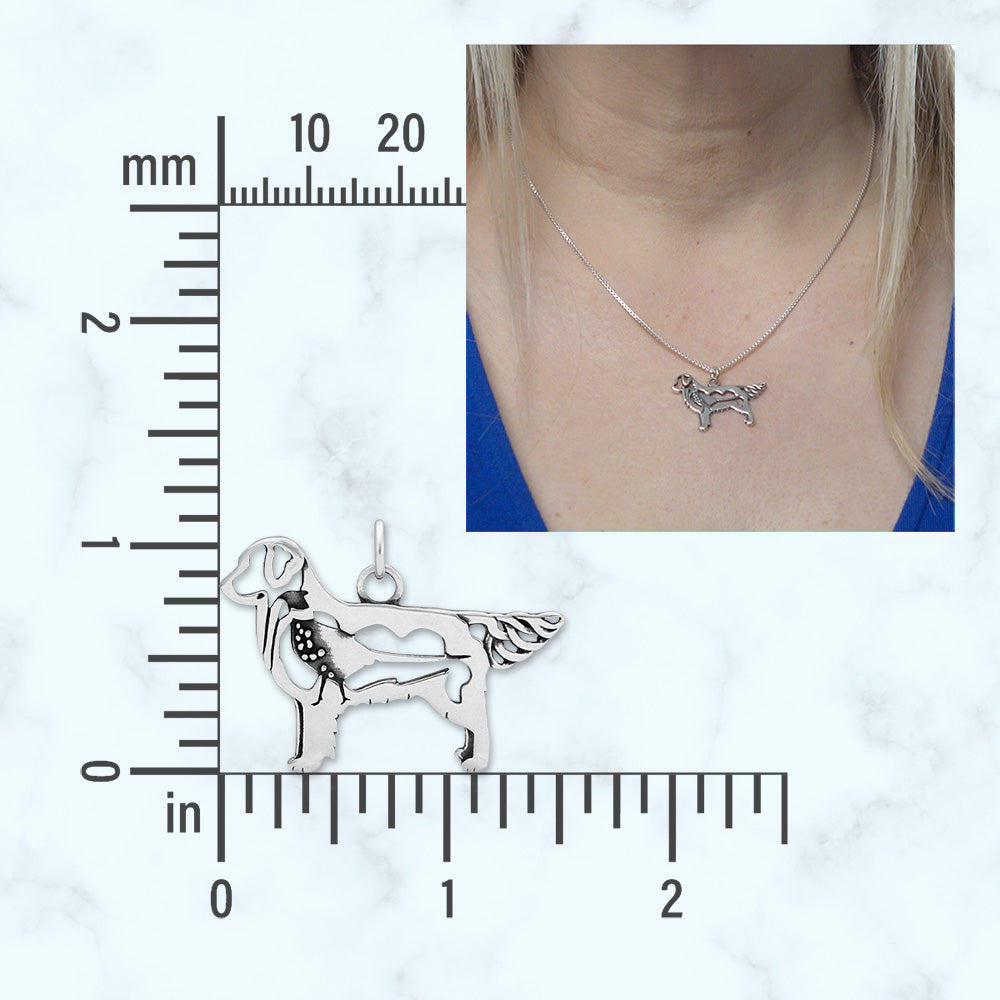 Sterling Silver Golden Retriever Necklace Pendant