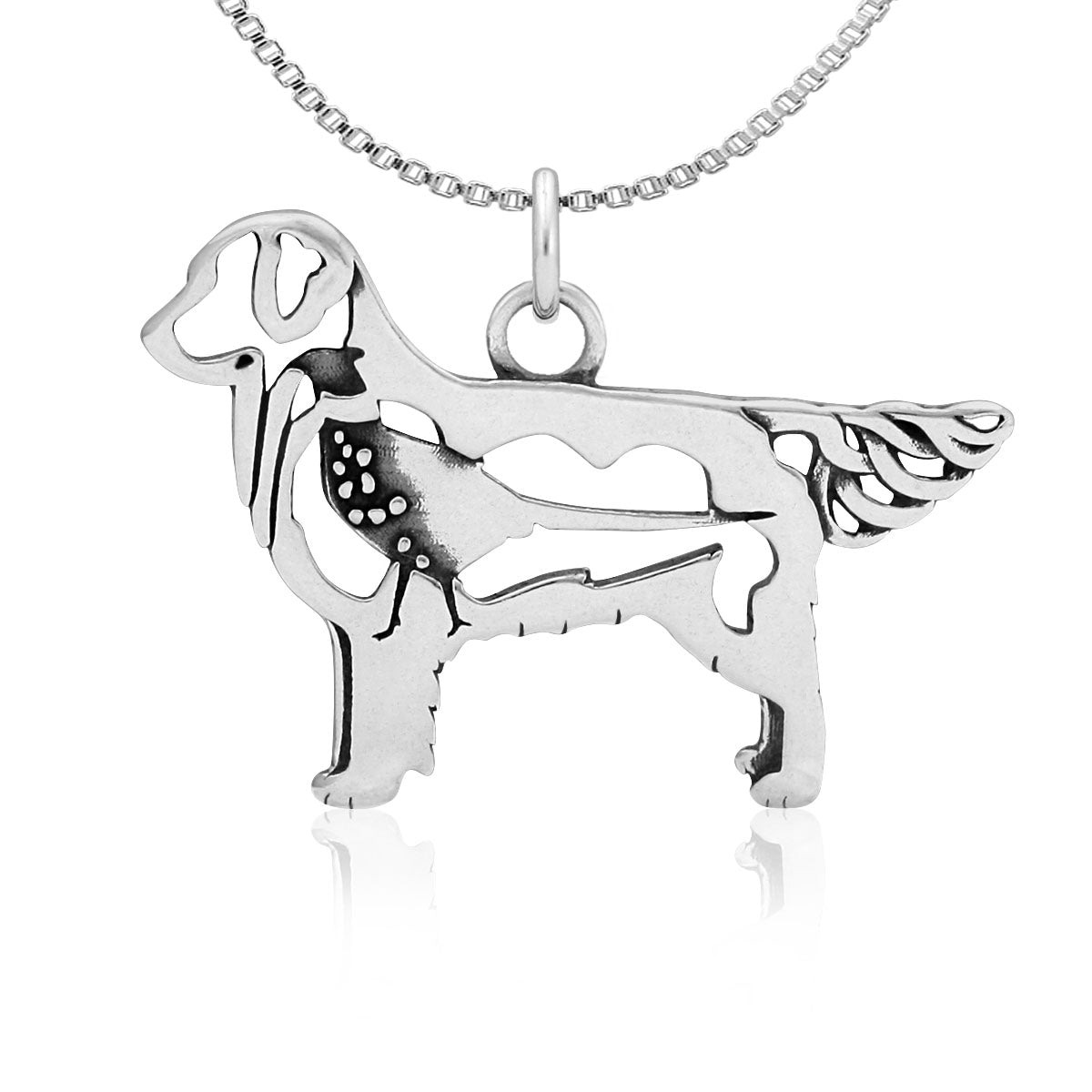 Sterling Silver Golden Retriever Necklace Pendant