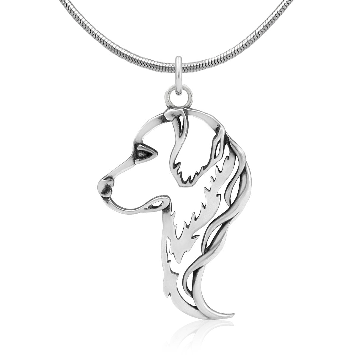 Golden Retriever Necklace in Sterling Silver