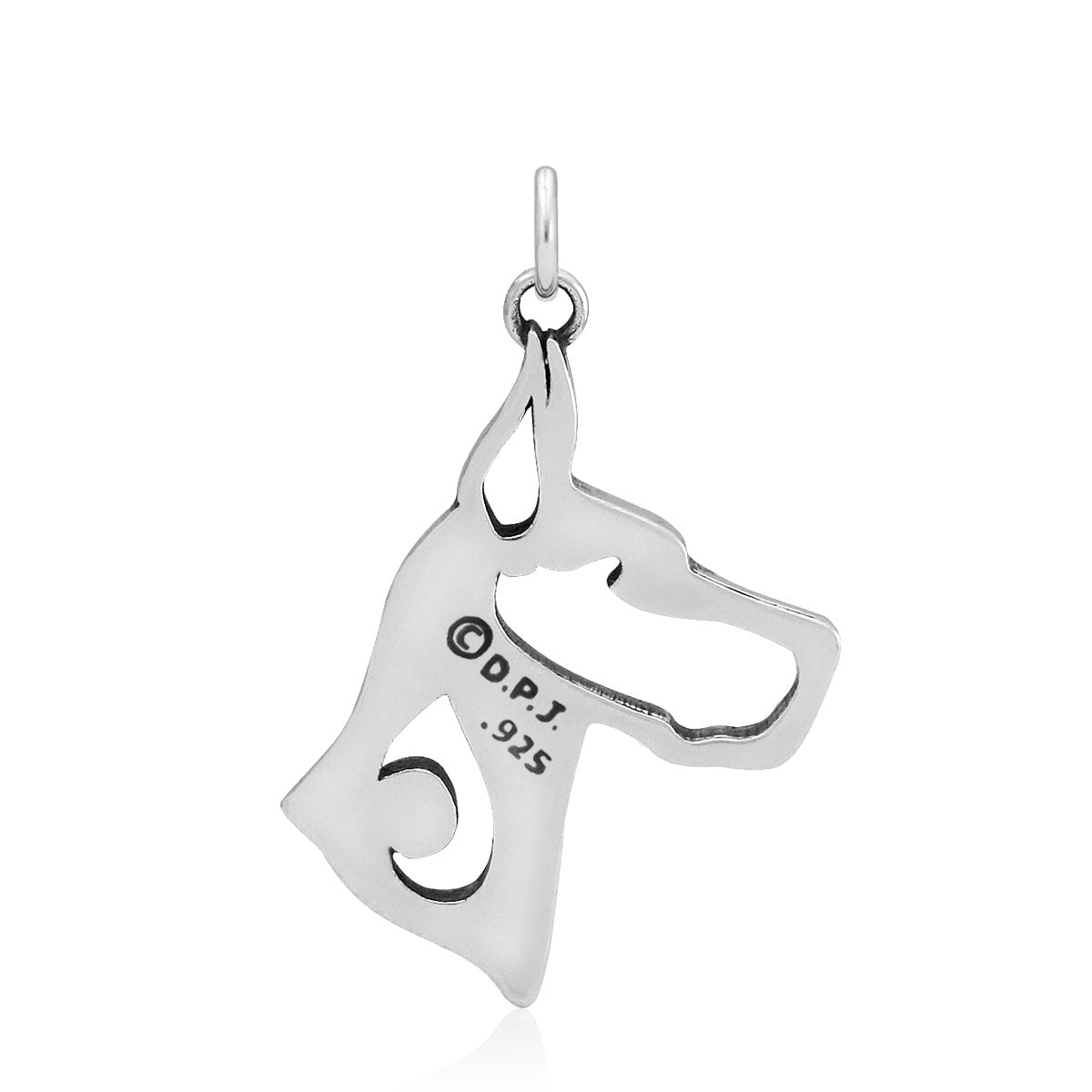 Great Dane Necklace in Sterling Silver, Cropped Ears
