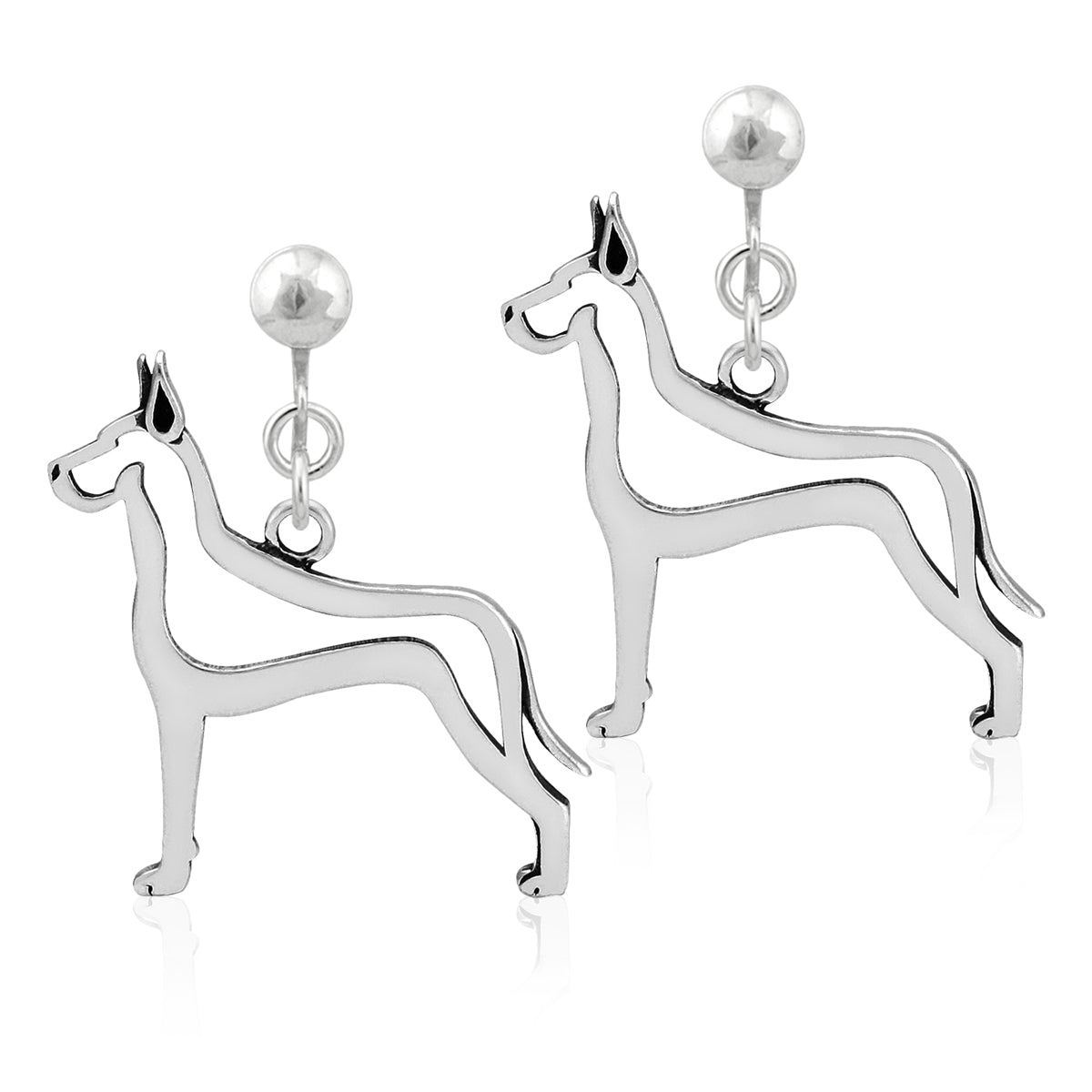 Sterling Silver Great Dane Earrings