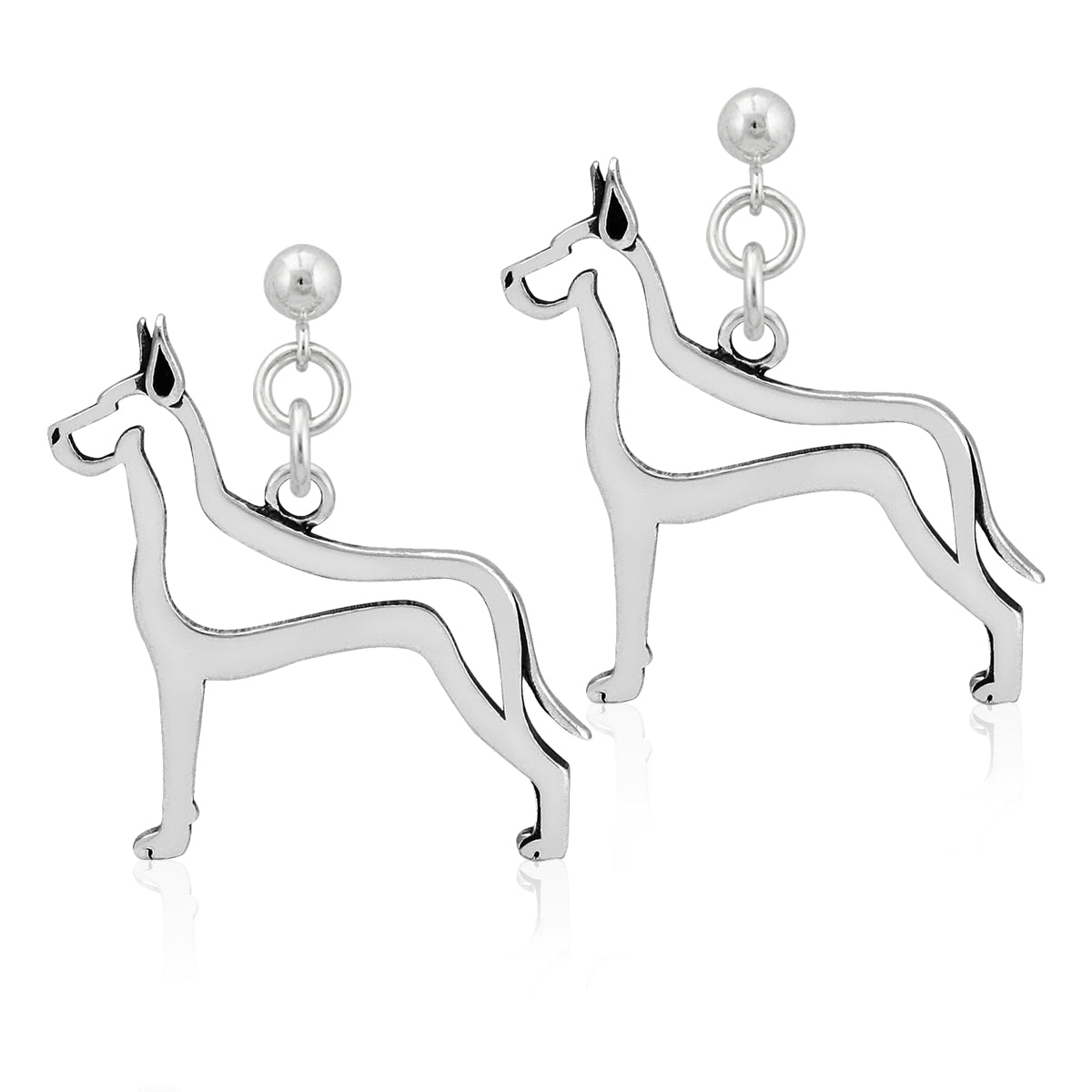 Sterling Silver Great Dane Earrings