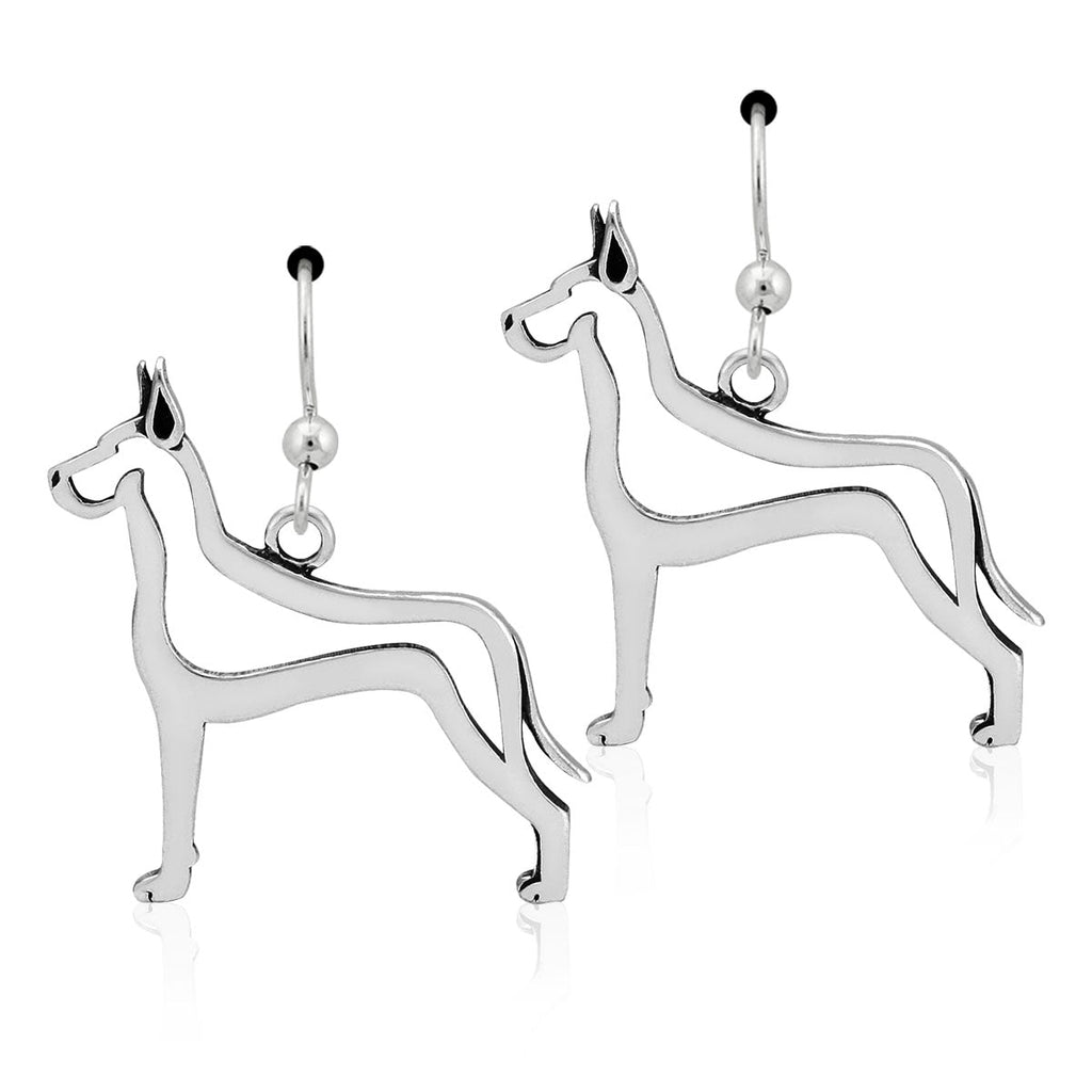 Sterling Silver Great Dane Earrings