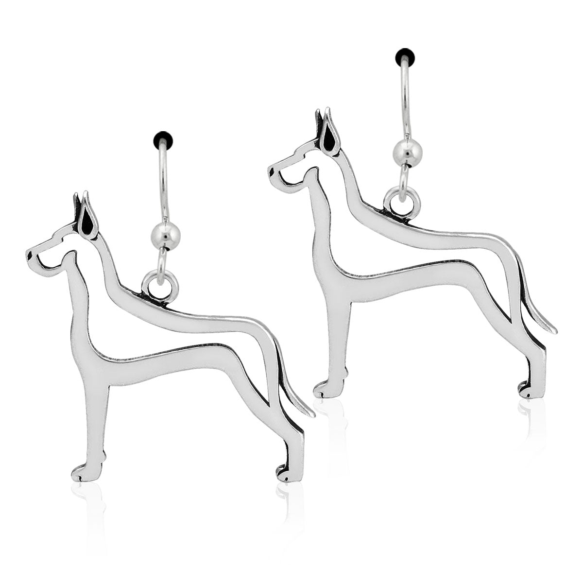 Sterling Silver Great Dane Earrings