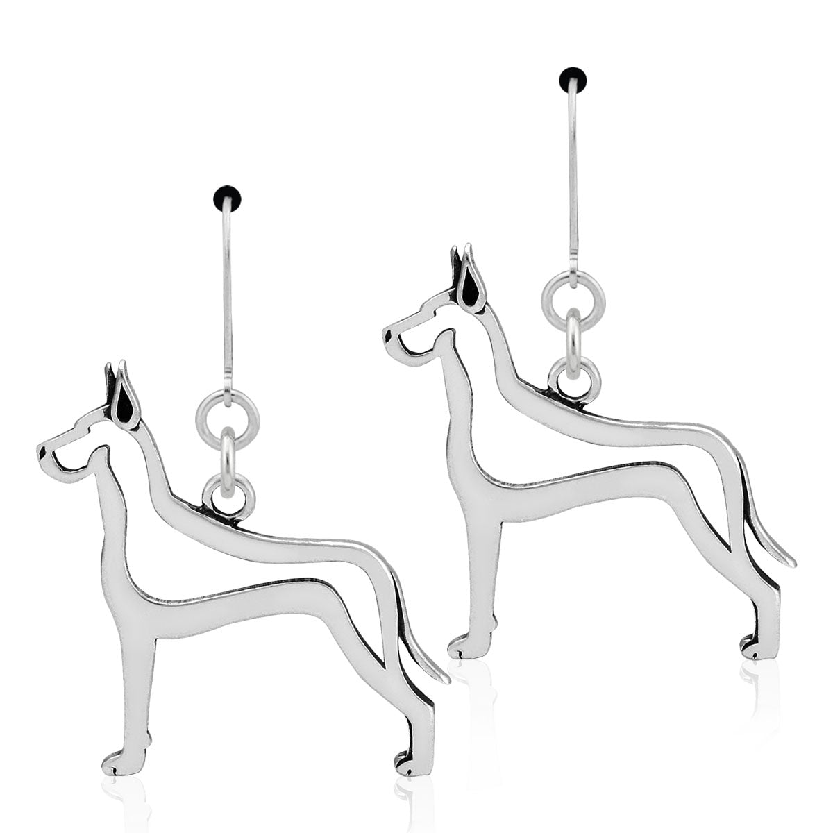 Sterling Silver Great Dane Earrings