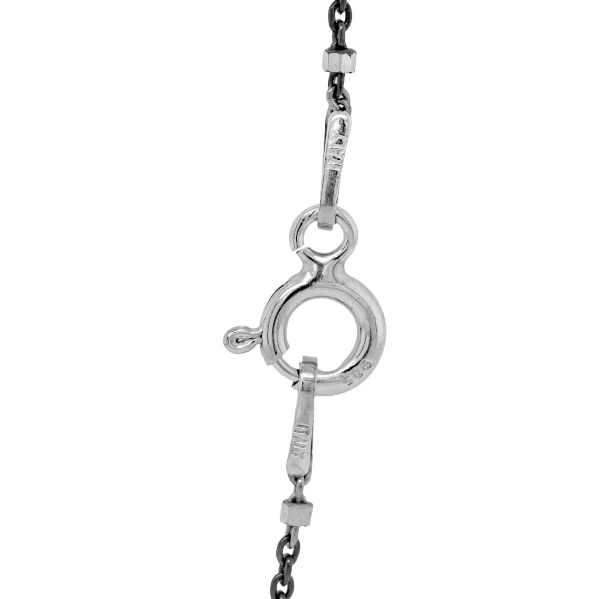 2 Tone Gun Metal Over Sterling Diamond Cut Satellite Necklace 18"