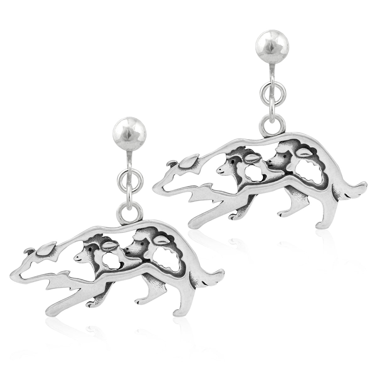 Border Collie Earrings in Sterling