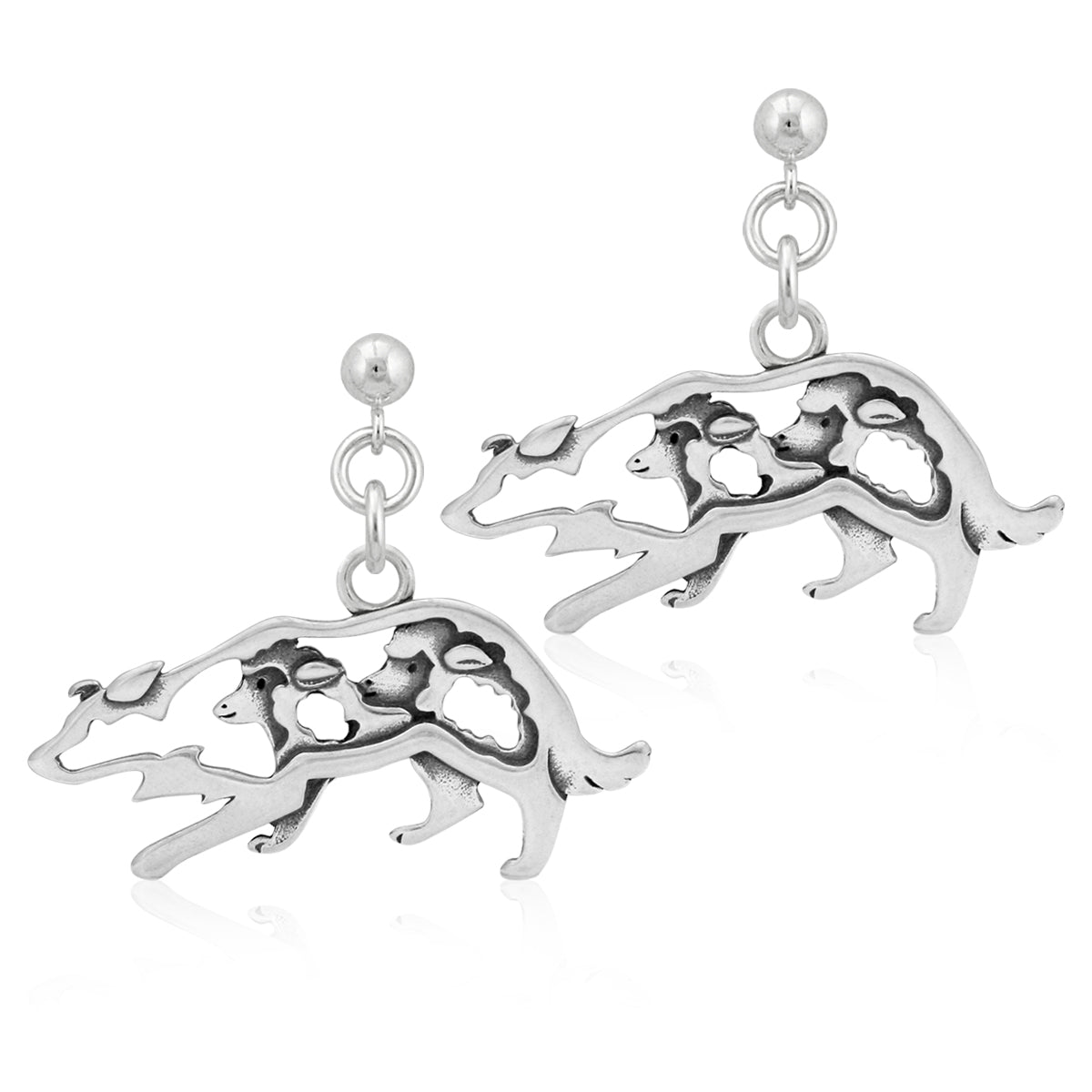 Border Collie Earrings in Sterling