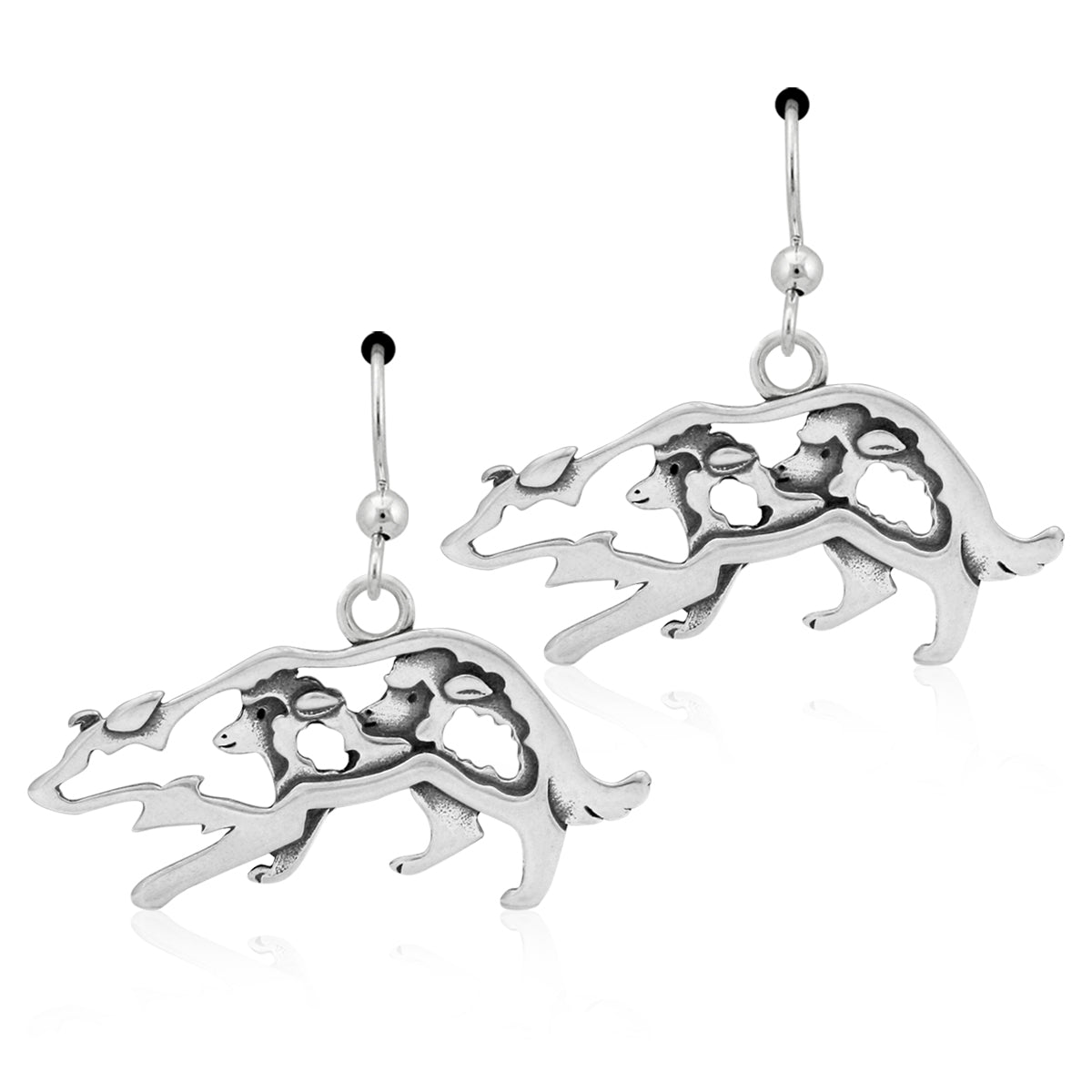 Border Collie Earrings in Sterling