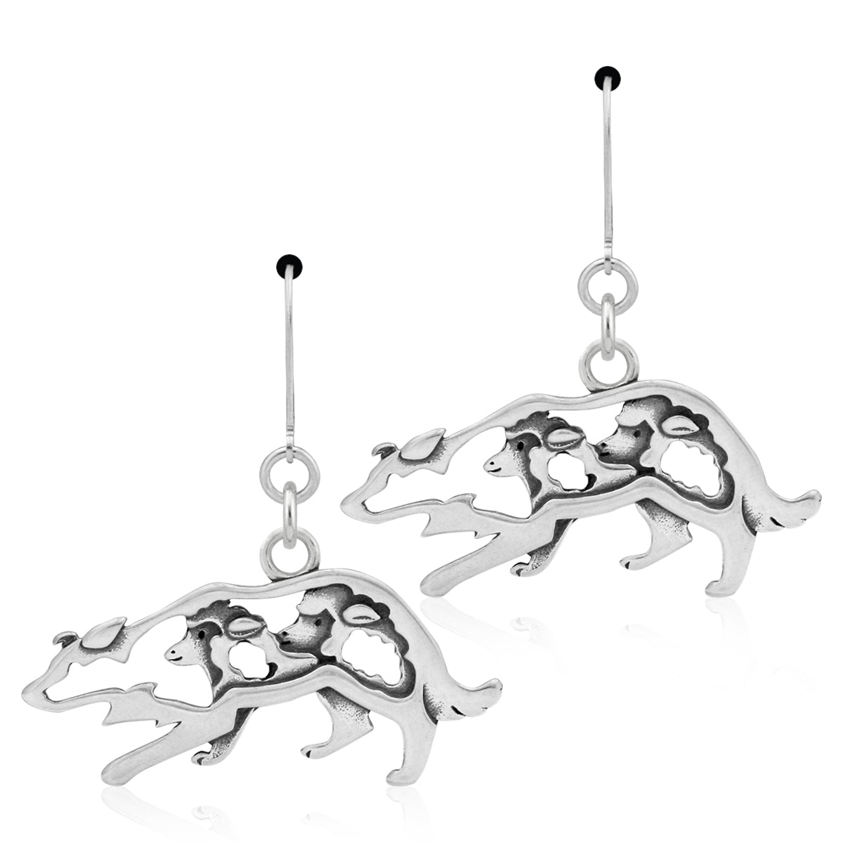 Border Collie Earrings in Sterling
