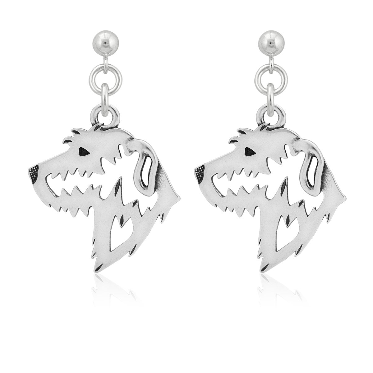 Irish Wolfhound Earrings in Sterling Silver