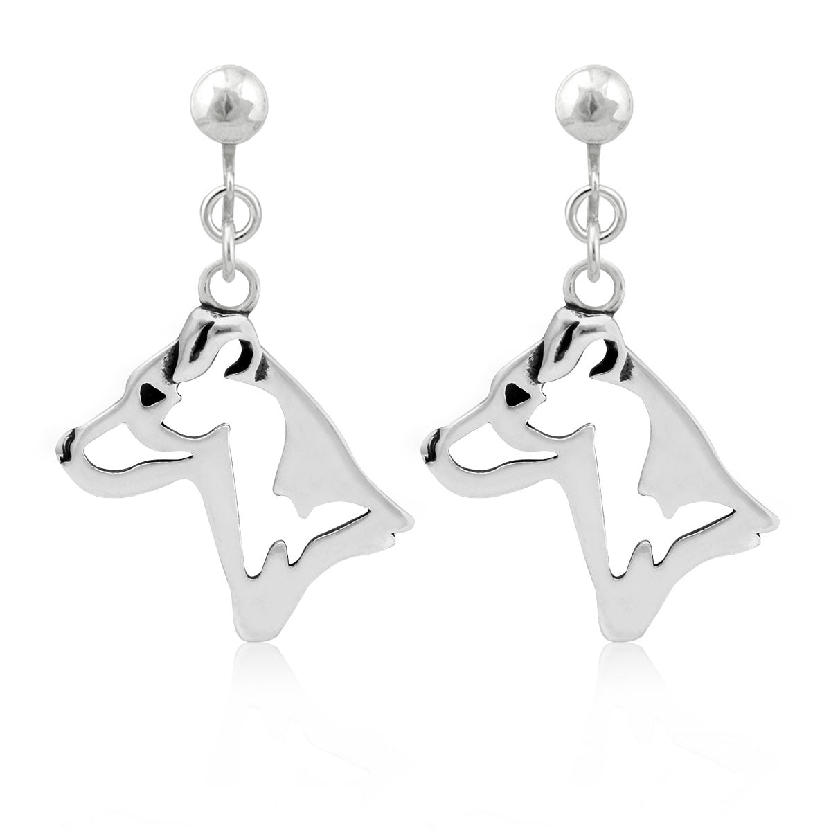 Jack Russell Terrier Earrings in Sterling Silver, Smooth Coat