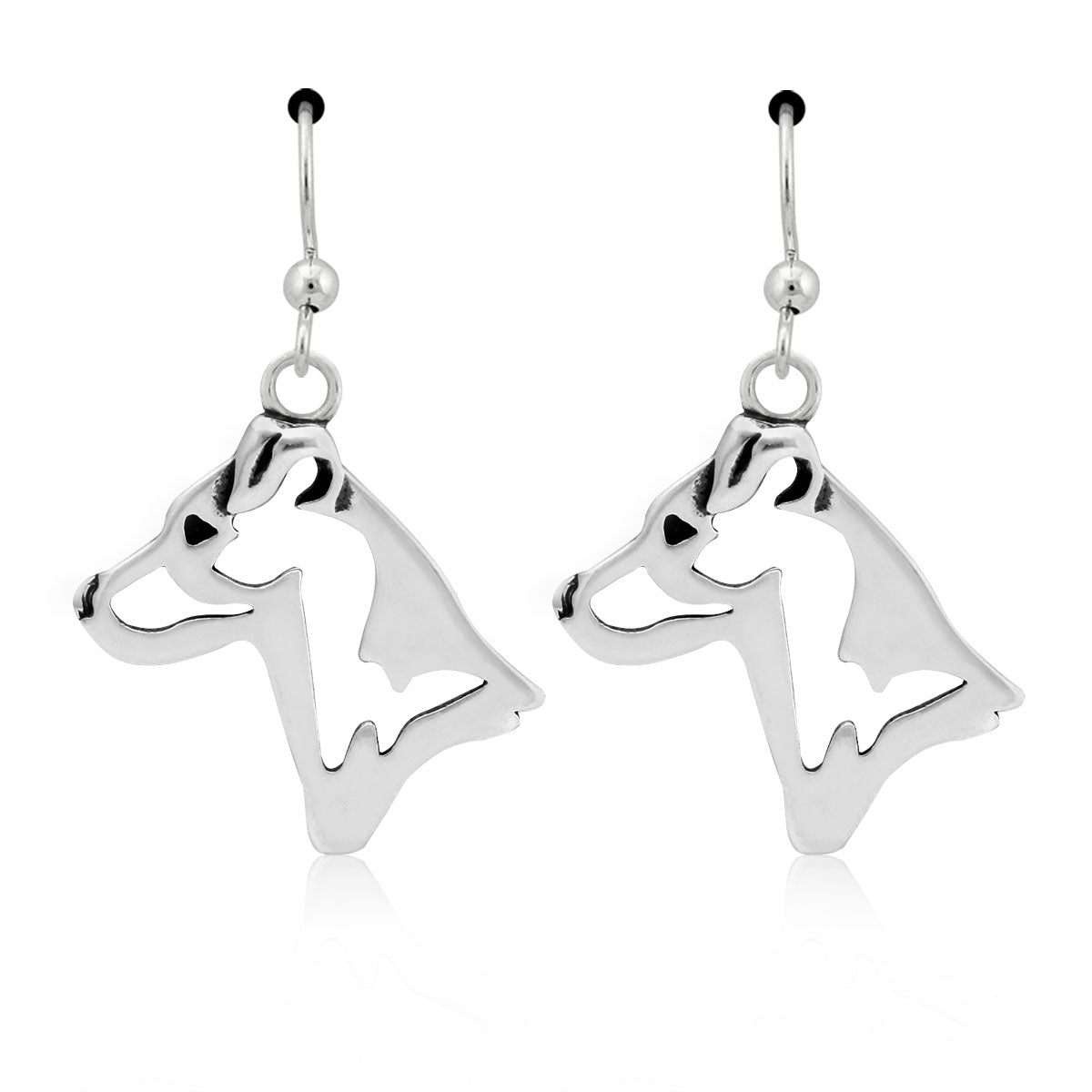 Jack Russell Terrier Earrings in Sterling Silver, Smooth Coat