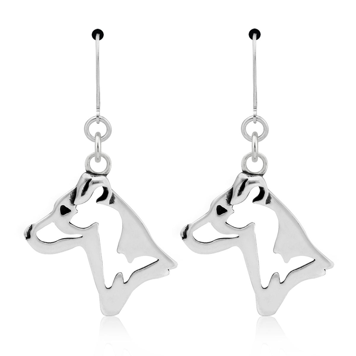 Jack Russell Terrier Earrings in Sterling Silver, Smooth Coat