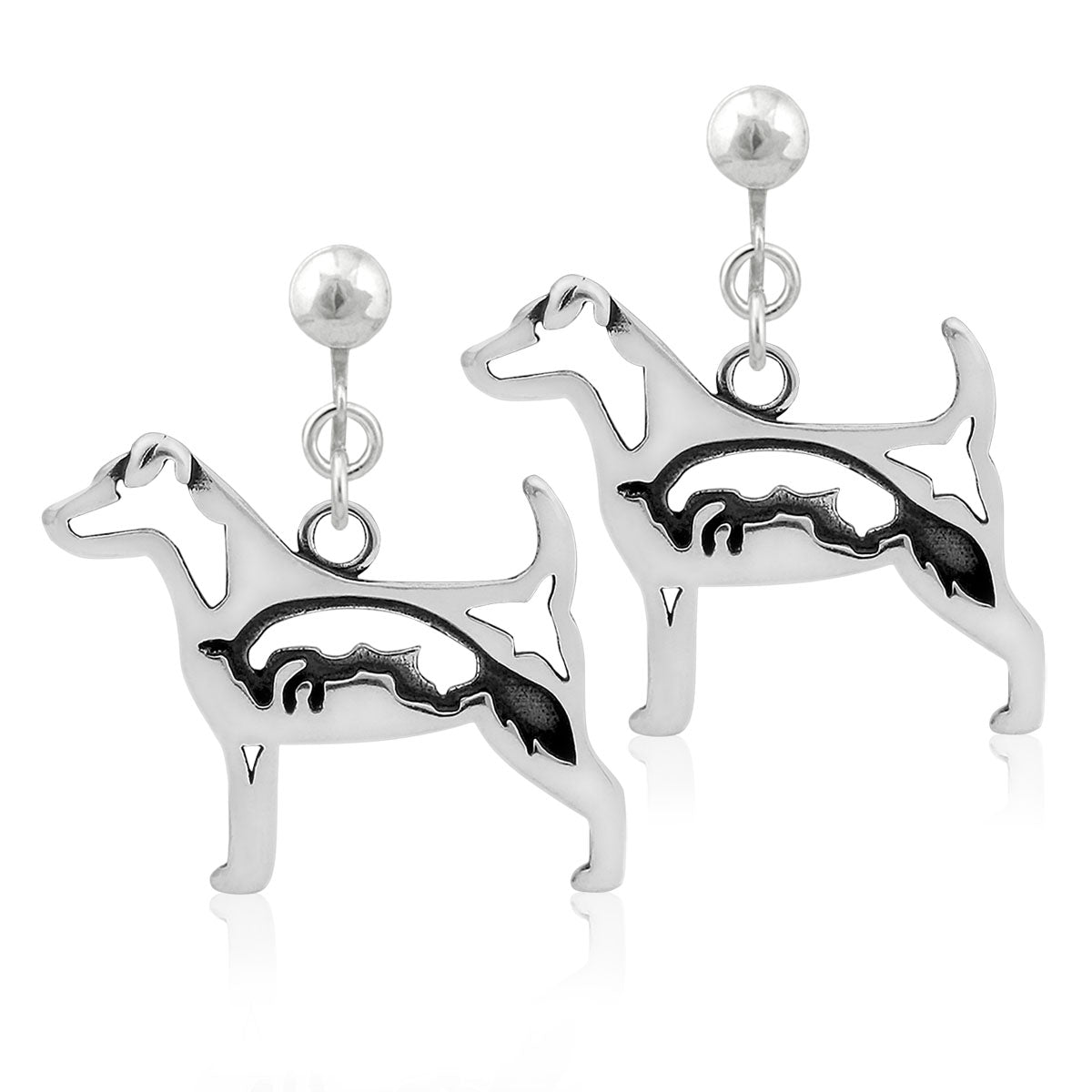Sterling Silver Jack Russell Terrier Earrings