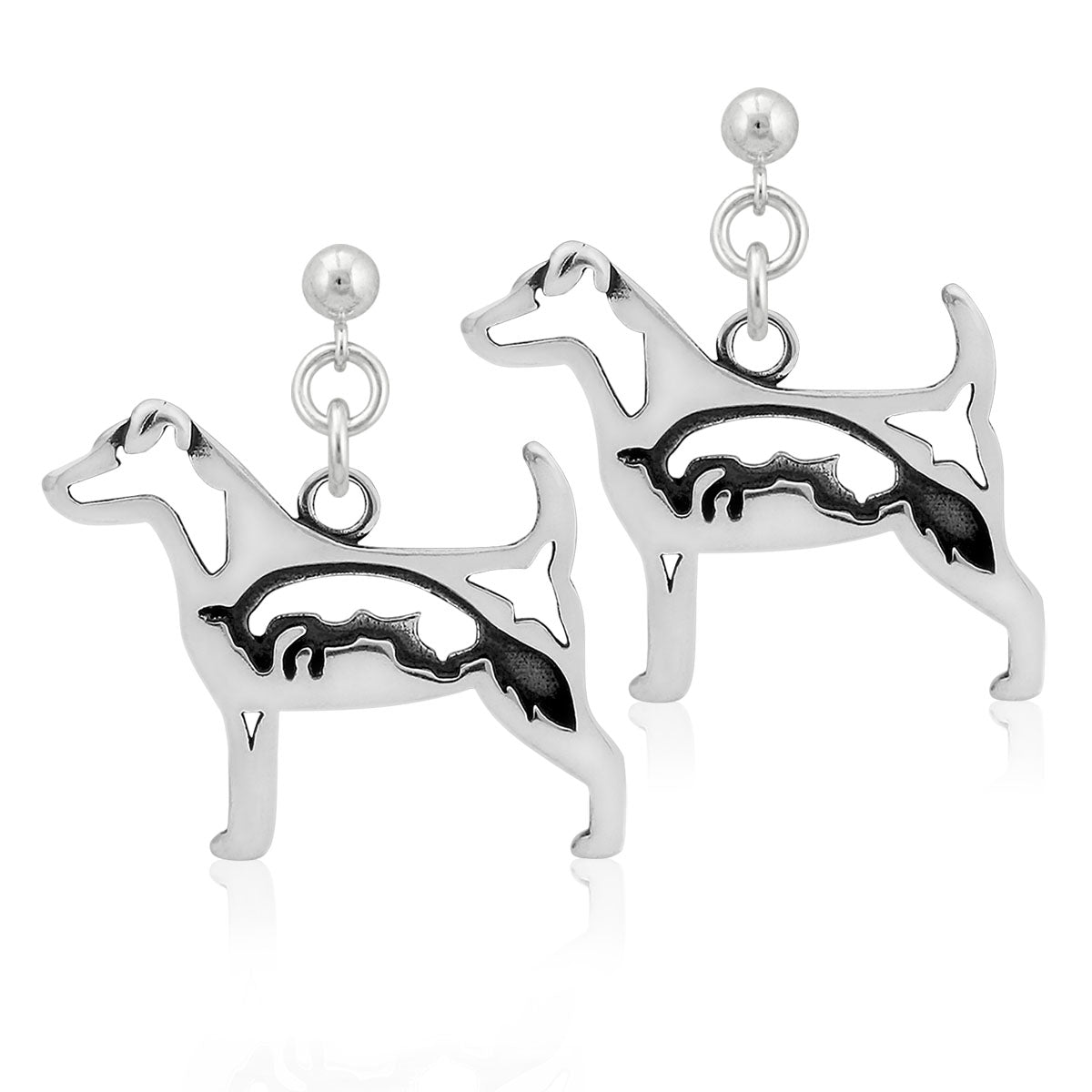 Sterling Silver Jack Russell Terrier Earrings