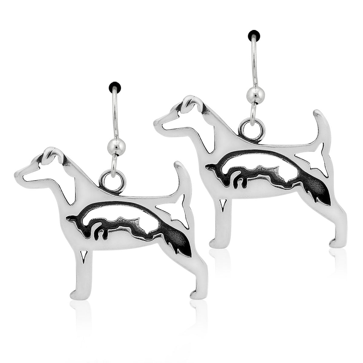 Sterling Silver Jack Russell Terrier Earrings