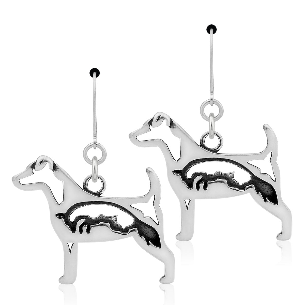 Sterling Silver Jack Russell Terrier Earrings