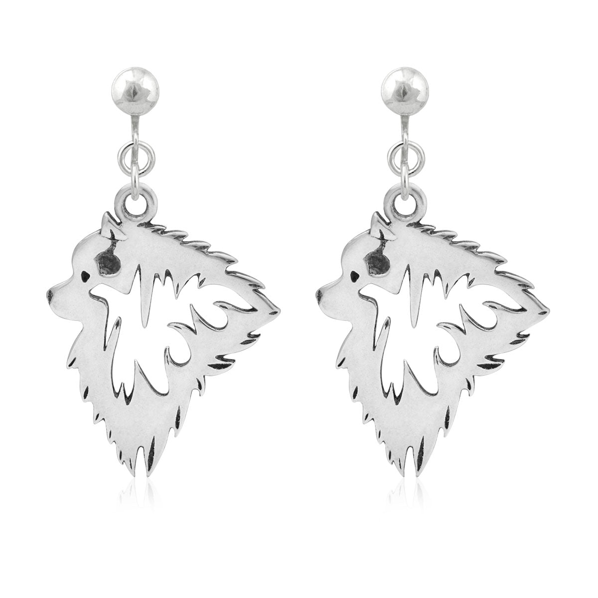 Keeshond Earrings in Sterling Silver
