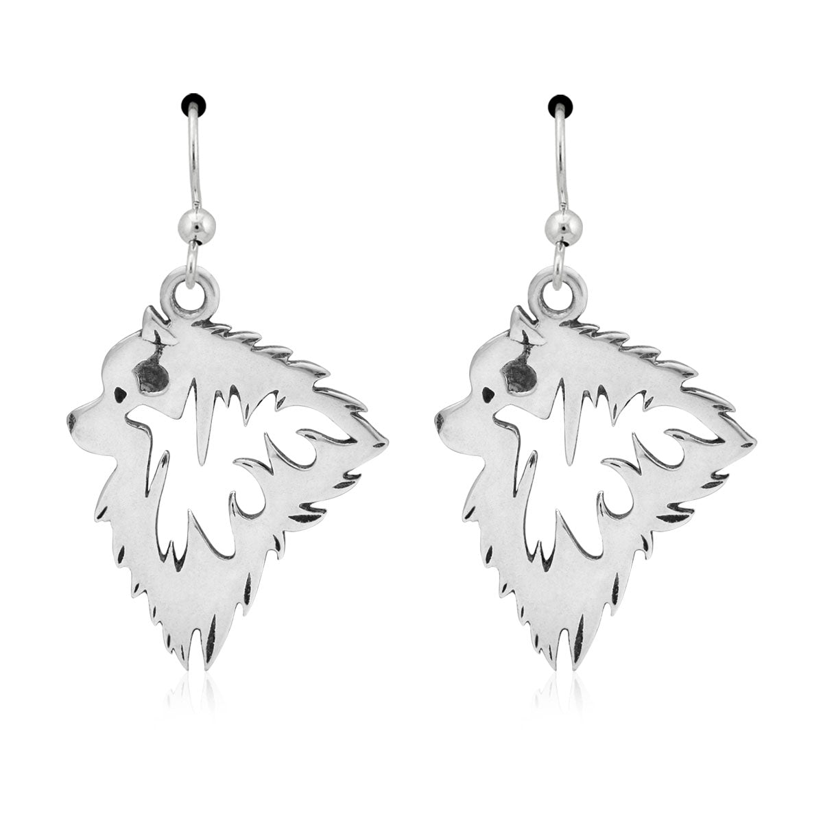 Keeshond Earrings in Sterling Silver