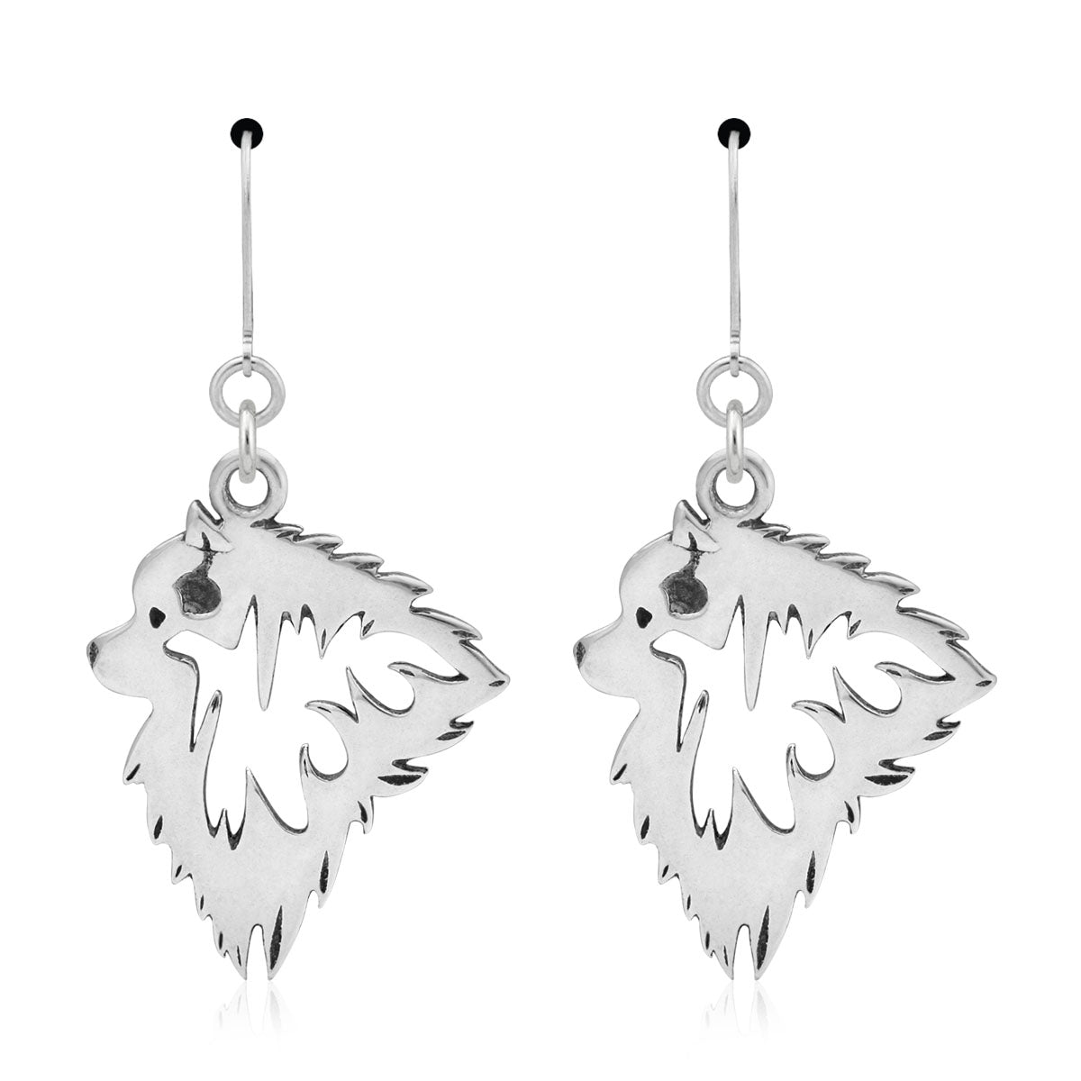 Keeshond Earrings in Sterling Silver
