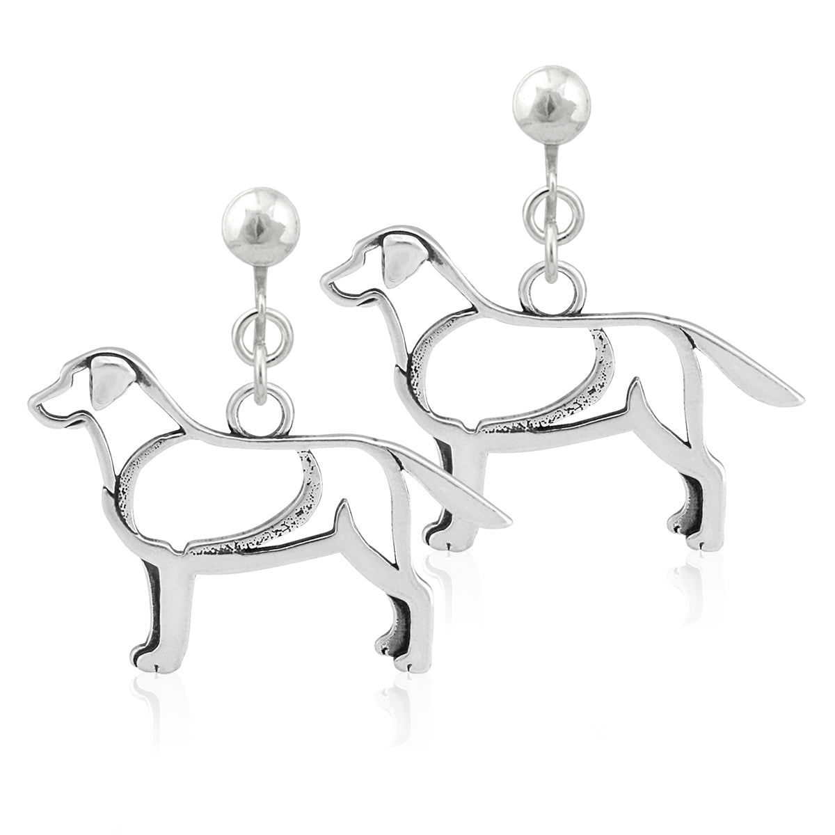 Sterling Silver Labrador Retriever Dangle Earrings