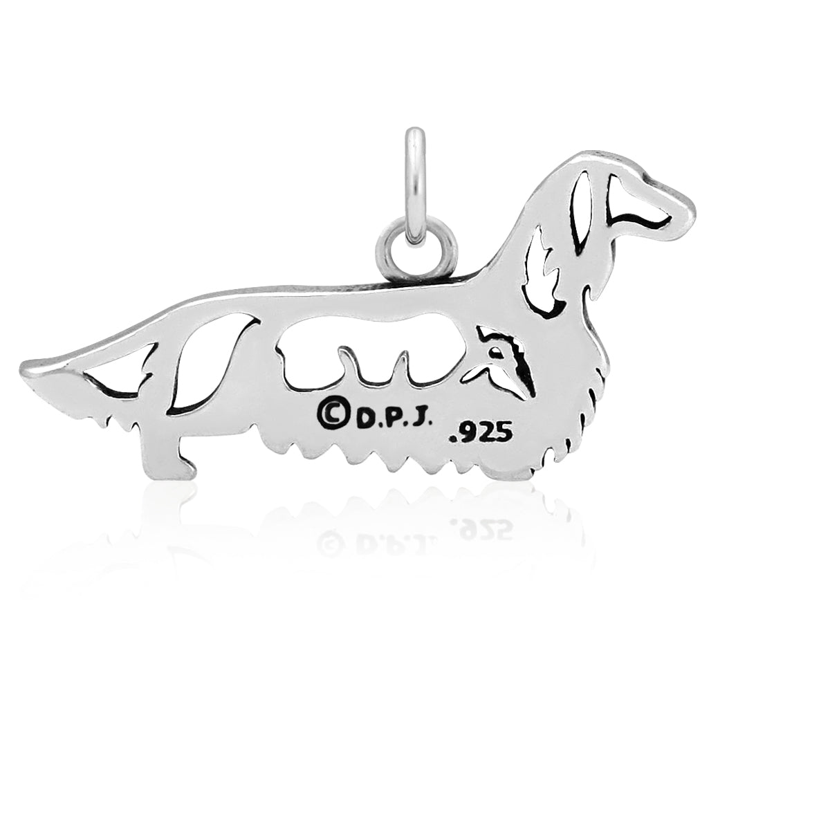 Sterling Silver Dachshund Necklace Jewelry, Longhaired