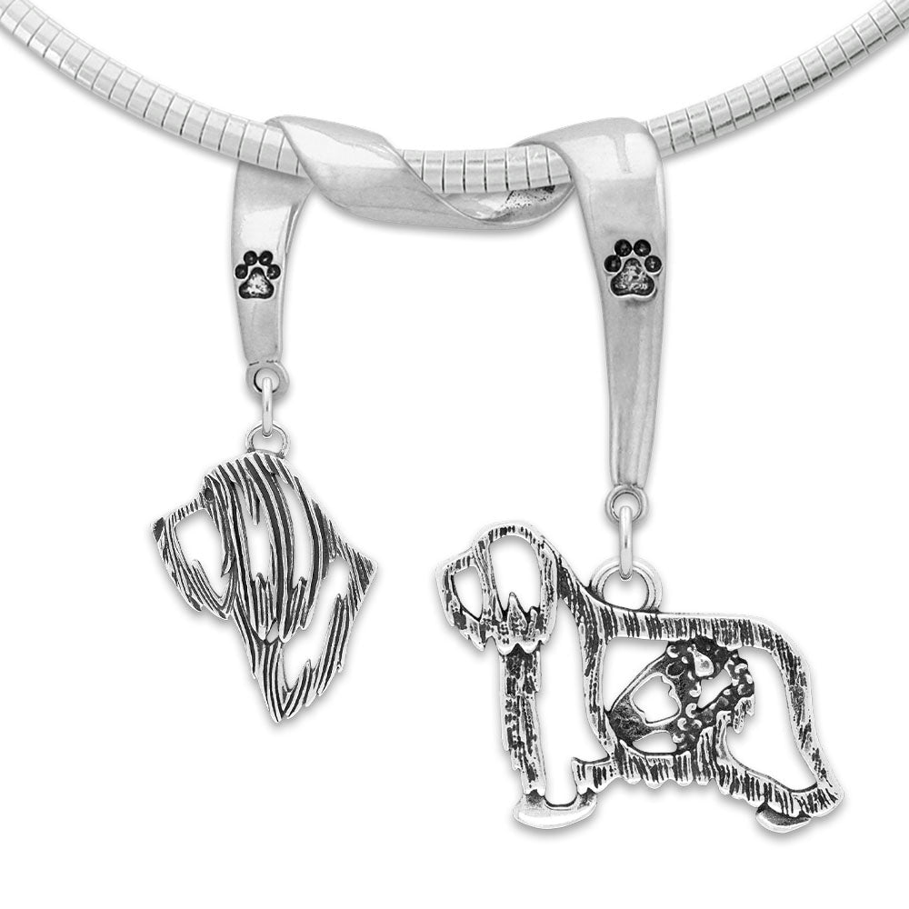 Bearded Collie Luxury Necklace in Sterling Silver