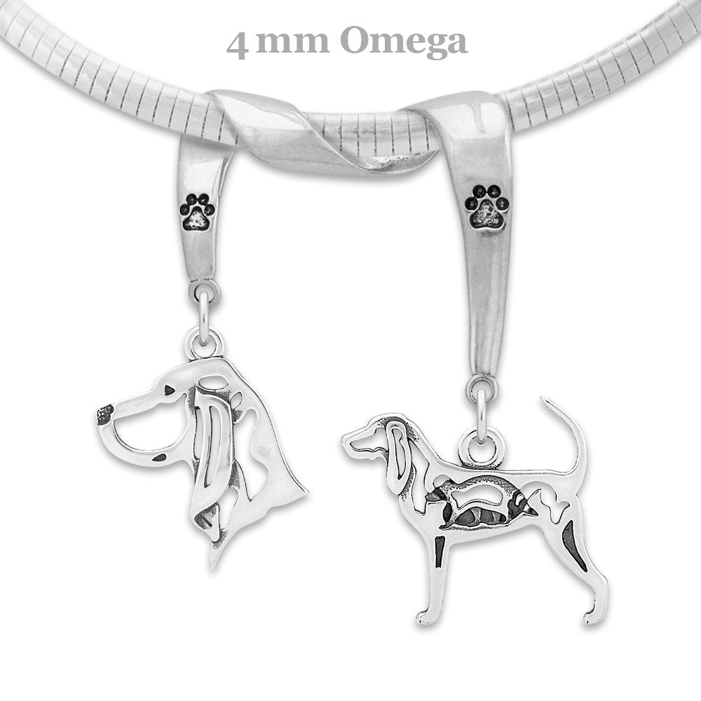 Black & Tan Coonhound Luxury Necklace in Sterling Silver