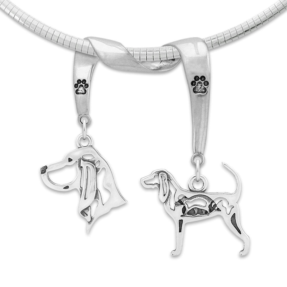 Black & Tan Coonhound Luxury Necklace in Sterling Silver