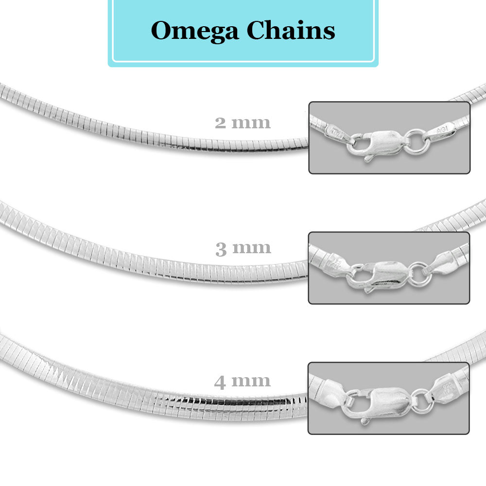 Sterling Silver Reversible Omega Chain 4mm, 18"