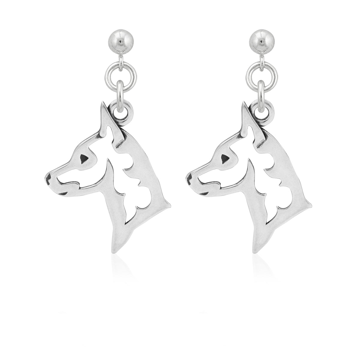Miniature Pinscher Earrings in Sterling Silver
