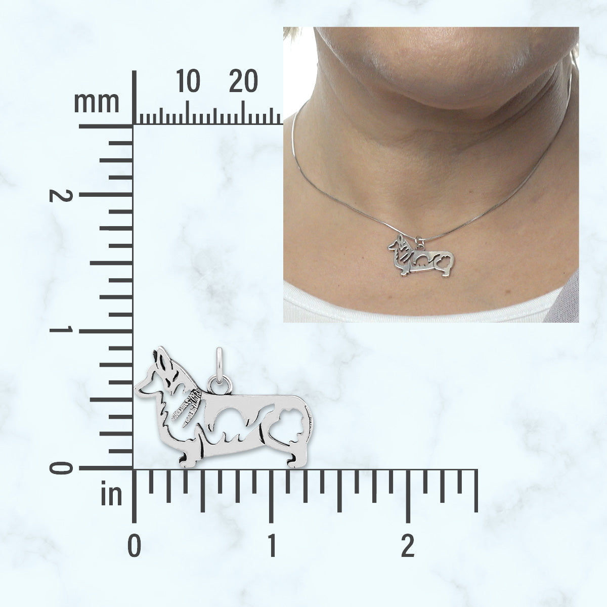 Sterling Silver Pembroke Welsh Corgi Necklace Jewelry