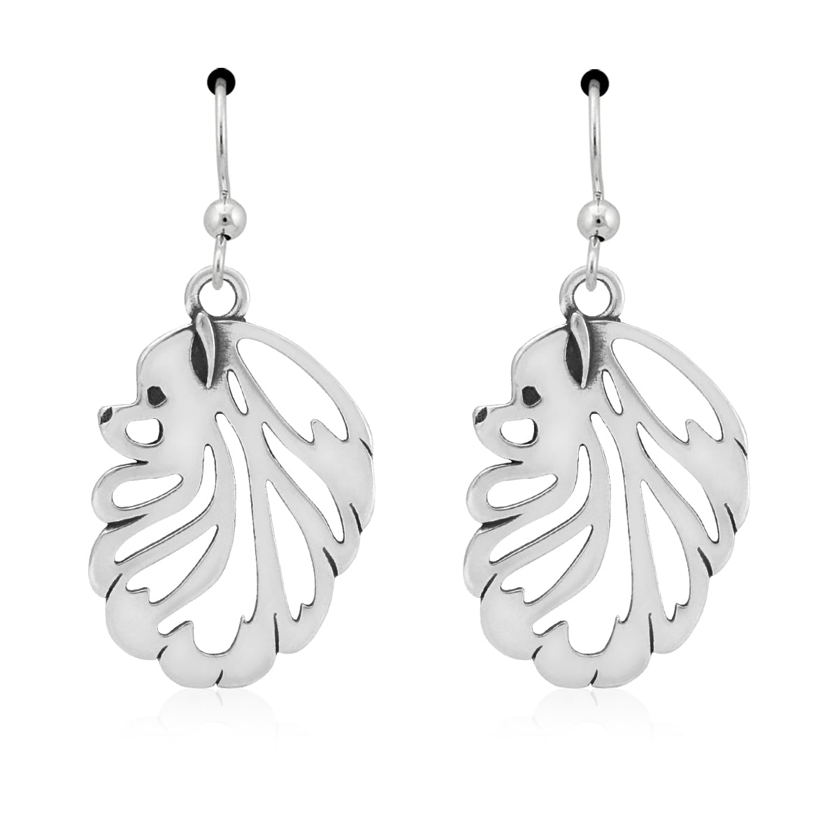 Pomeranian Earrings in Sterling Silver