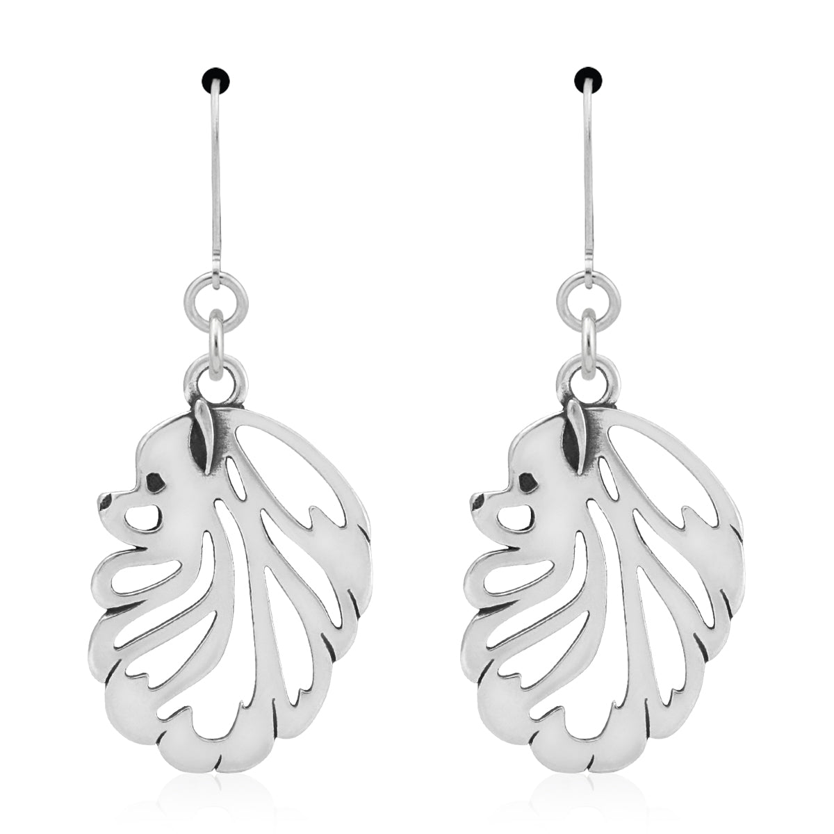 Pomeranian Earrings in Sterling Silver