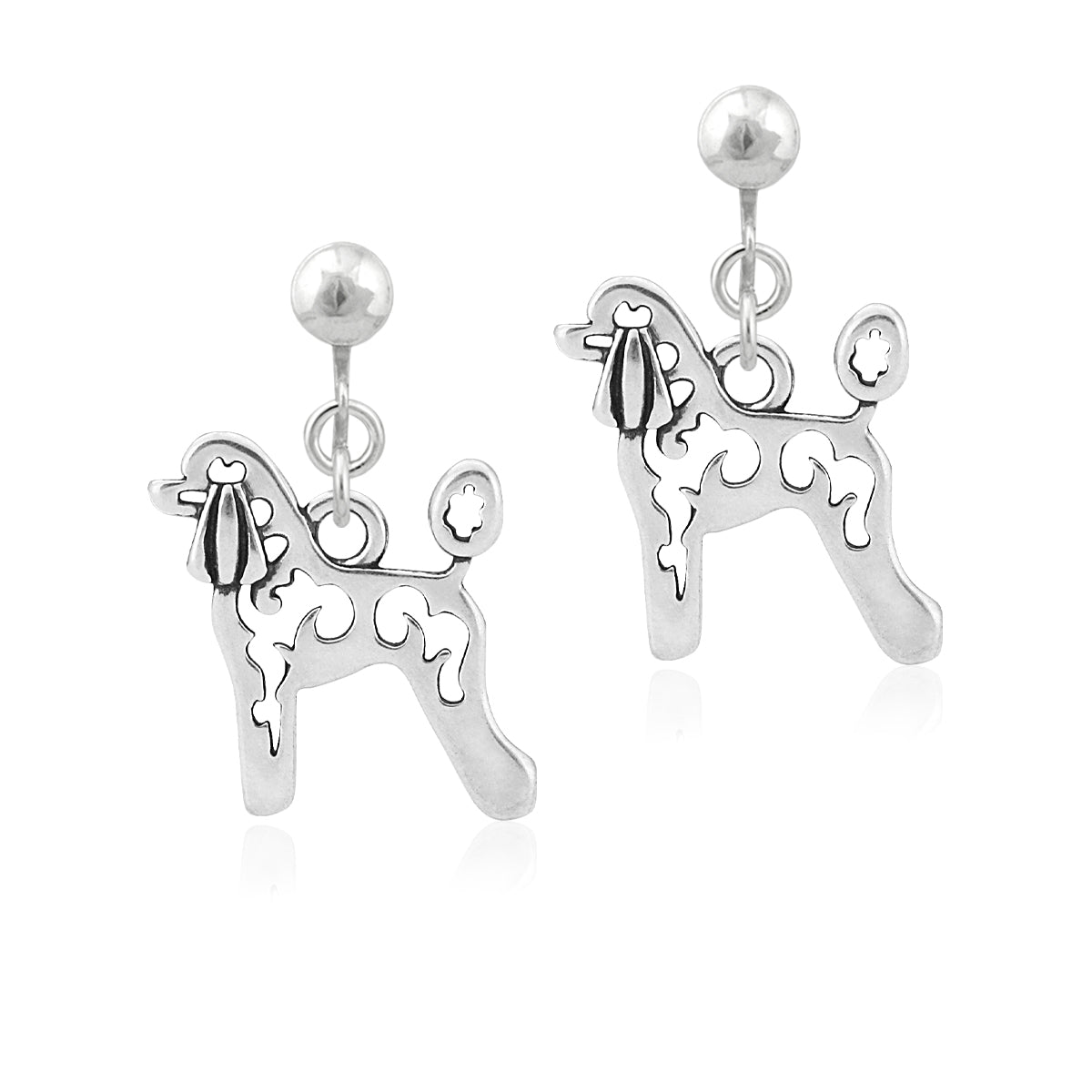 Sterling Silver Poodle Dangle Earrings