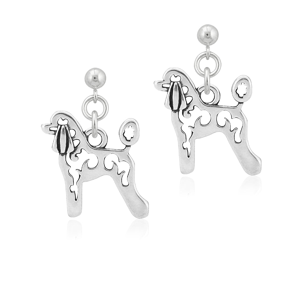 Sterling Silver Poodle Dangle Earrings