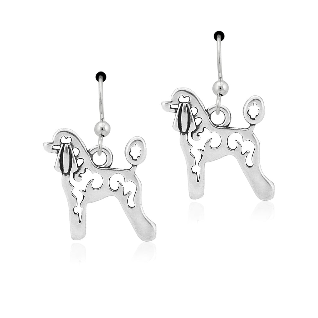 Sterling Silver Poodle Dangle Earrings