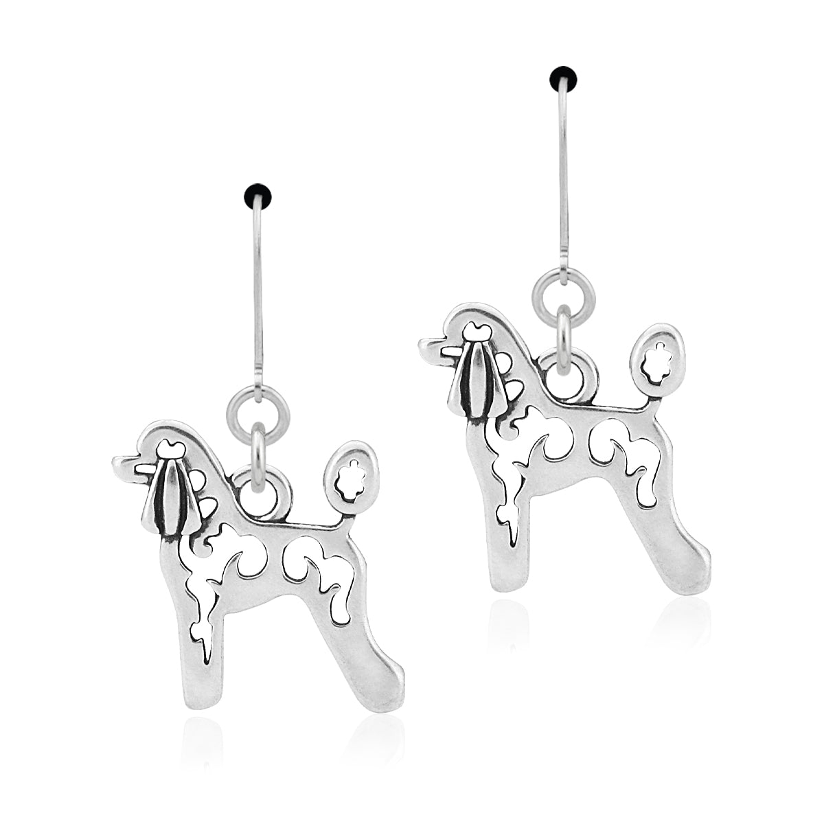 Sterling Silver Poodle Dangle Earrings