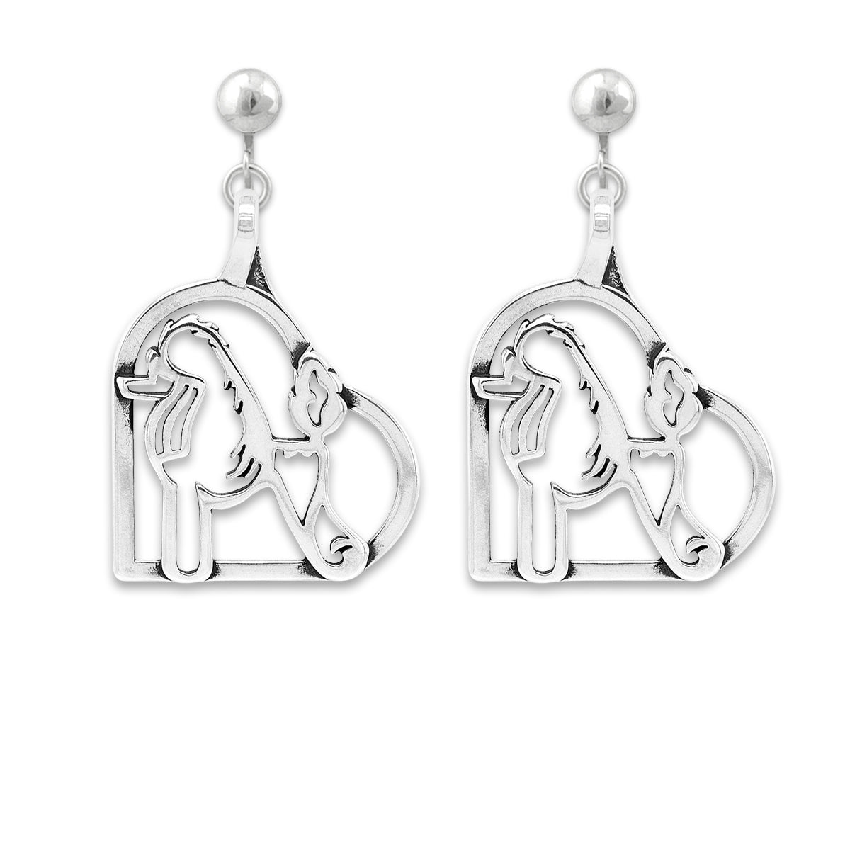 Poodle Heart Earrings in Sterling Silver