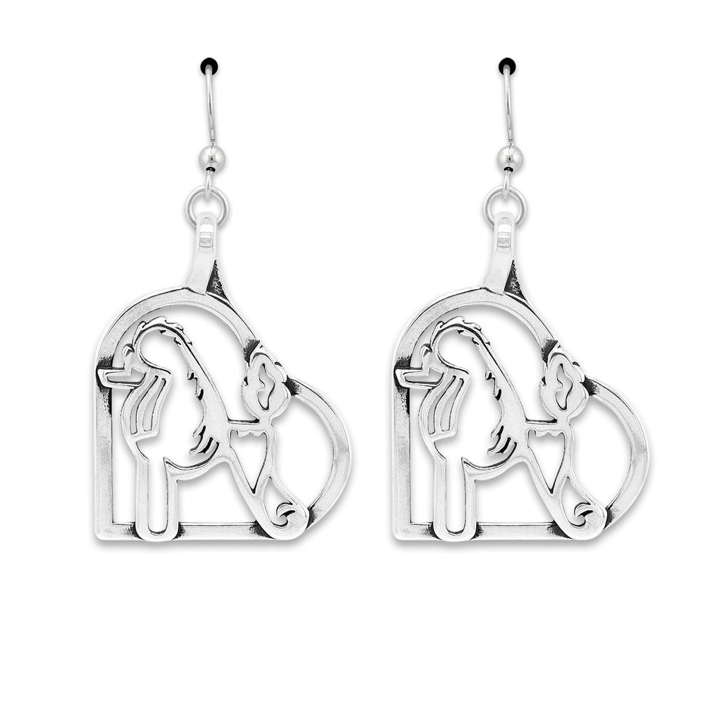 Poodle Heart Earrings in Sterling Silver