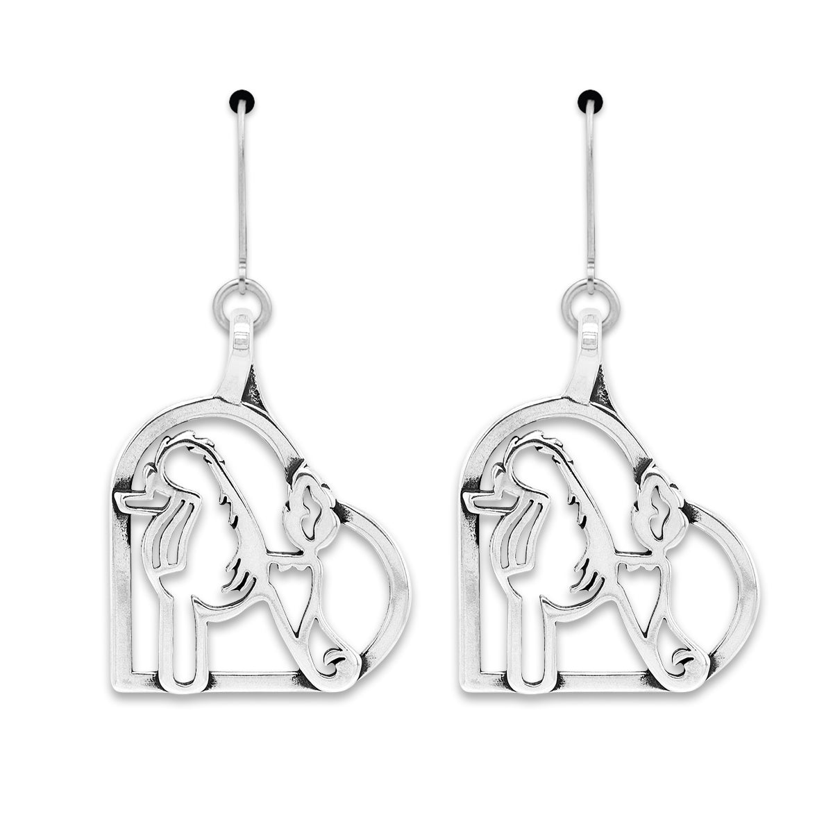 Poodle Heart Earrings in Sterling Silver