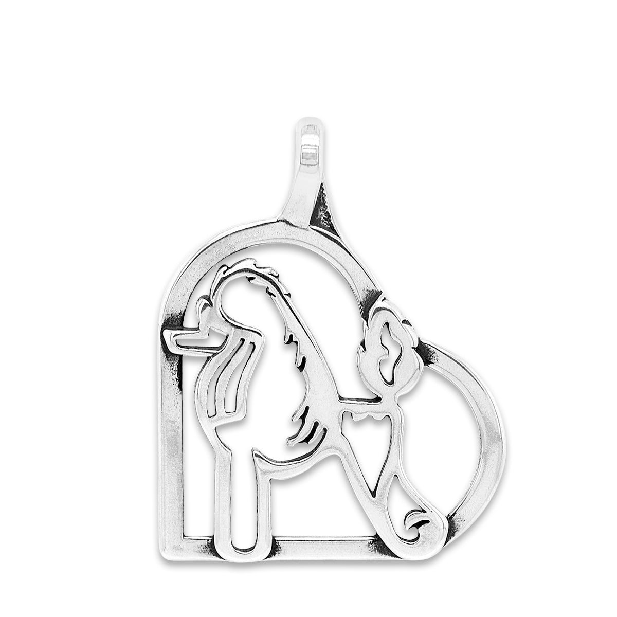 Poodle Heart Necklace in Sterling Silver