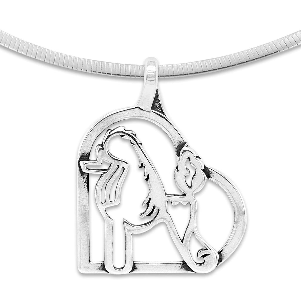 Poodle Heart Necklace in Sterling Silver