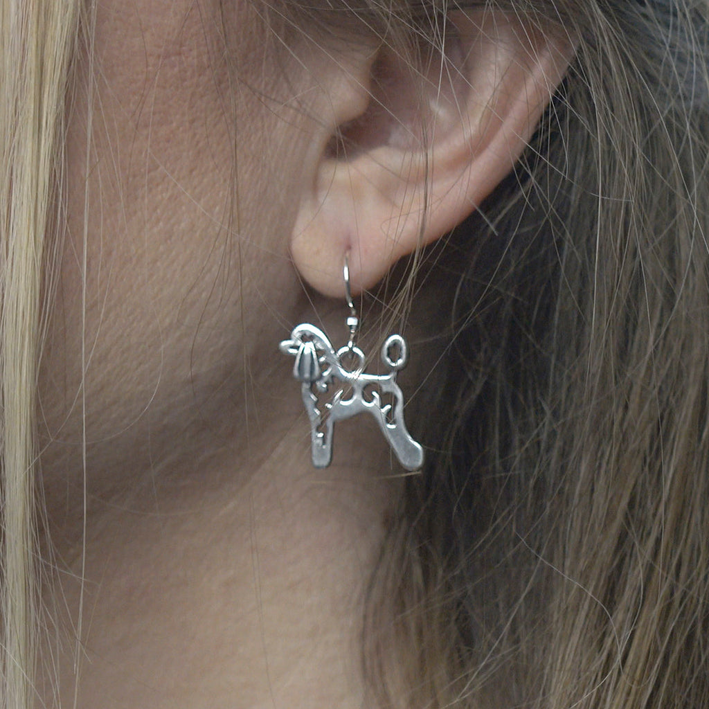 Sterling Silver Poodle Dangle Earrings