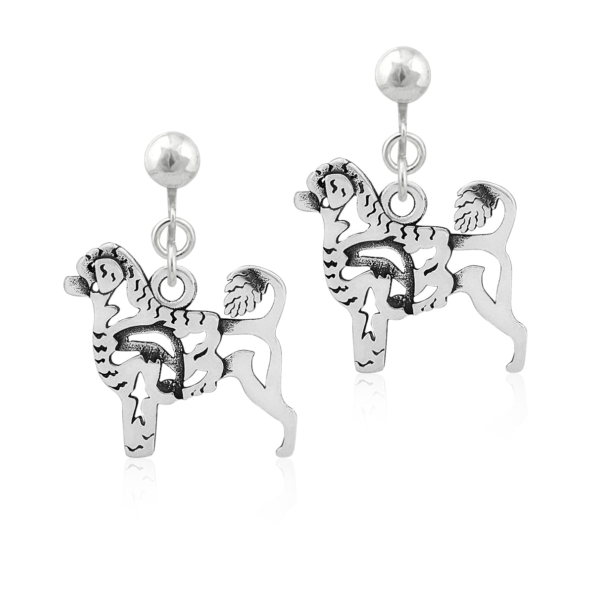 Sterling Silver Portuguese Water Dog Dangle Earrings