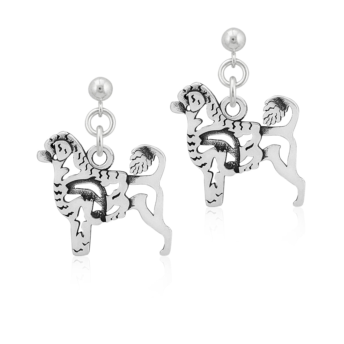 Sterling Silver Portuguese Water Dog Dangle Earrings